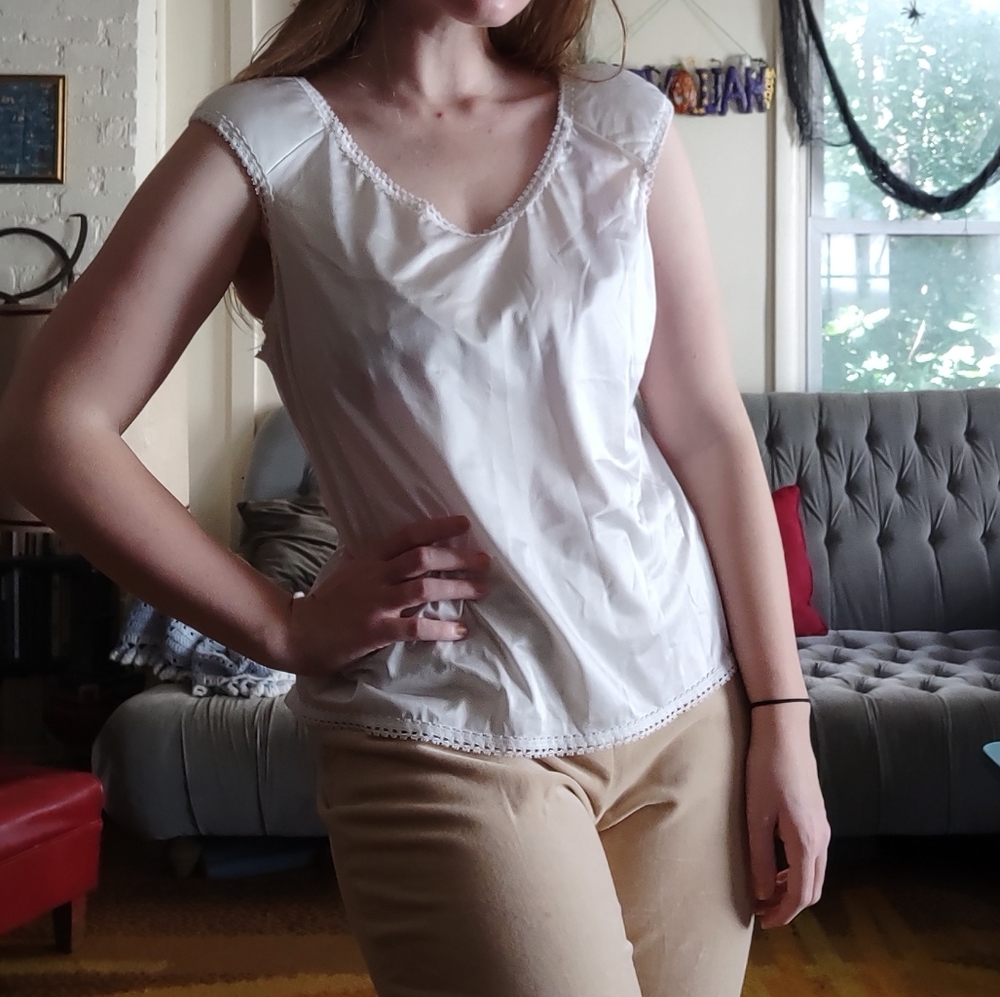 Vintage satin shirt with trim and shoulder pads!